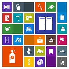 Modern, simple, colorful vector icon set with tourism, transportation, nation, sweet, cake, service, spray, van, newspaper, send, house, scale, immigration, transport, paint, sign, city, bedroom icons