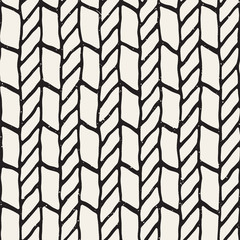 Hand drawn lines seamless grungy pattern. Abstract geometric repeating texture in black and white.