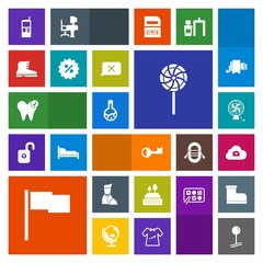 Modern, simple, colorful vector icon set with white, sale, mobile, drop, style, vintage, cloud, waiter, map, candy, telephone, lollipop, food, key, technology, web, air, laboratory, dentist, pin icons