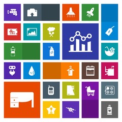 Modern, simple, colorful vector icon set with business, game, cleaner, work, sign, care, summer, broom, graffiti, phone, cocktail, hygiene, hanger, play, brush, table, price, office, gun, street icons