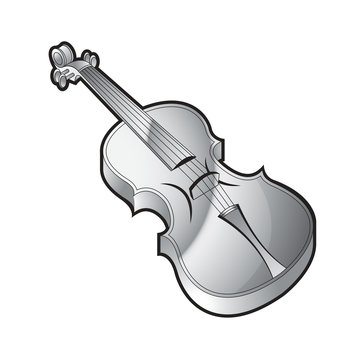 isolated silver color violin vector drawing