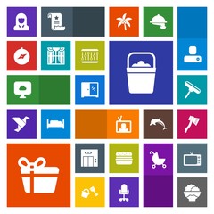 Modern, simple, colorful vector icon set with elevator, home, furniture, water, tv, rice, paint, cloud, object, bucket, modern, box, brush, entrance, curtain, window, north, agriculture, roller icons