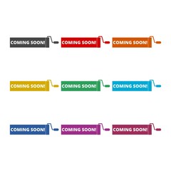 Coming Soon icon, color icons set
