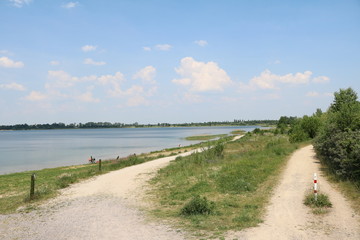 Path around the Schladitzer lake near Leipzig, Germany