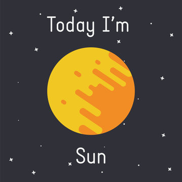 Vector Sun illustration with "Today I'm Sun" caption on dark background