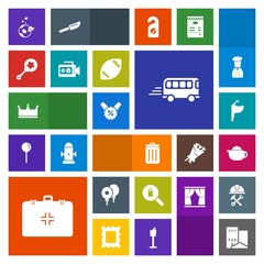 Modern, simple, colorful vector icon set with speed, breakfast, house, spaceship, medical, astronaut, space, garbage, faucet, decoration, price, king, trash, exploration, bin, road, clothing icons