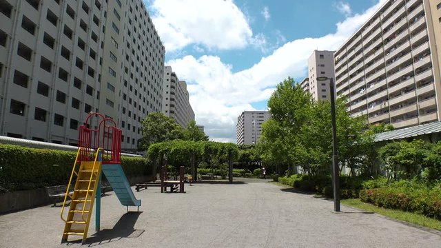 TAKASHIMADAIRA,  TOKYO,  JAPAN - CIRCA MAY 2018 : Scenery of RESIDENTIAL APARTMENT AREA around TAKASHIMADAIRA area in ITABASHI WARD.