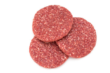 Raw fresh hamburger meat isolated on white.