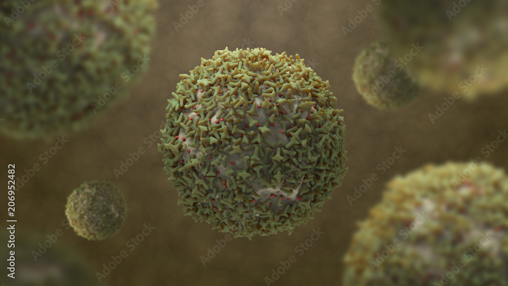 Poster 3d render background with cell elements. medical concept with abstract molecules.