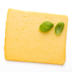 Cheese slice isolated on the white background.