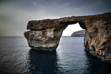 Fototapeta premium Sea view to Azure window natural arch, now vanished, Gozo island, Malta
