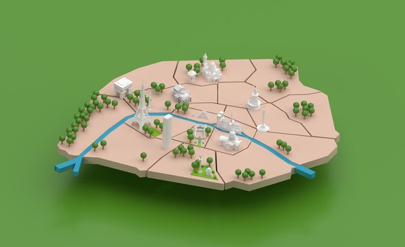 PLAN DE PARIS - Monuments touristiques - VERT