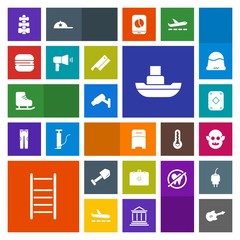 Modern, simple, colorful vector icon set with ocean, tool, gym, game, medical, health, fitness, bed, guitar, play, shovel, emergency, safety, cold, security, musical, furniture, winter, space icons