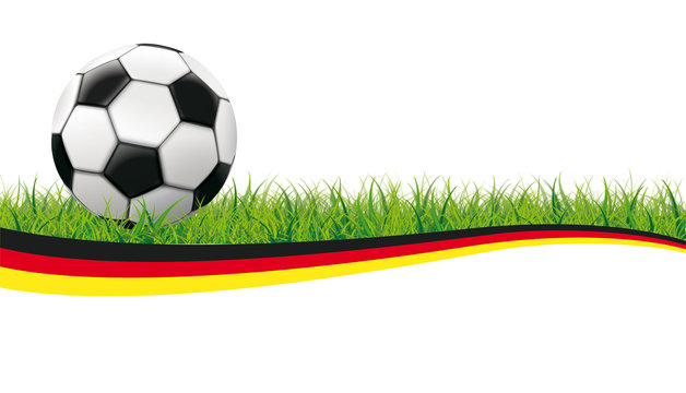 Fußball auf dem grünen Rasen Deutschland Flagge