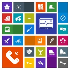 Modern, simple, colorful vector icon set with cherry, phone, speech, supermarket, spring, shop, construction, bow, store, market, child, sakura, work, blossom, sign, nature, seashell, pulse, toy icons