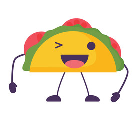 Kawaii taco wiking an eye over white background, colorful design. vector illustration