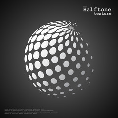 Abstract halftone sphere in white color and black color background