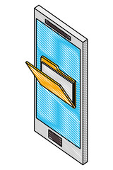 smartphone device with folder isometric icon vector illustration design