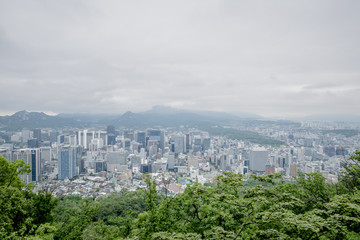 Fototapeta premium Top view city in seoul tower