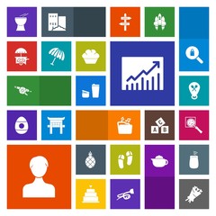 Modern, simple, colorful vector icon set with fruit, pineapple, parasol, footwear, blossom, graph, percussion, bouquet, cup, tropical, fresh, weather, user, war, flower, musical, gun, profile icons