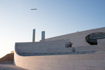 wide view of the building of modern architecture , Champalimaud Foundation