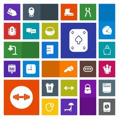 Modern, simple, colorful vector icon set with speech, repair, book, bag, paper, price, play, rucksack, discount, chess, equipment, ufo, piece, tag, talk, space, lamp, monster, game, king, poker icons