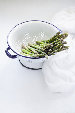 Asparagus in a collander