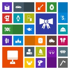 Modern, simple, colorful vector icon set with laptop, social, box, cardboard, tie, pack, pc, ocean, game, sea, hat, human, internet, audio, computer, astronomy, saturn, poker, person, sport, bow icons