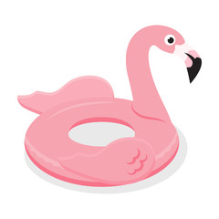 Fototapeta premium Nadmuchiwane gumowe kółko w kształcie różowego flaminga