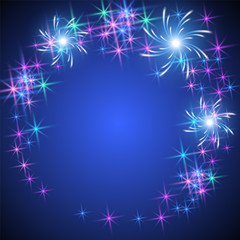 Fototapeta na wymiar Salute and firework with sparkle stars