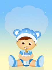 cute baby with baby bottle