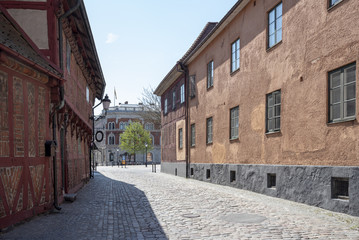 Fototapeta na wymiar Stone paved old street in Ystad Sweden