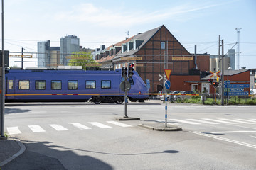 Train grade crossing in Ystad Sweden