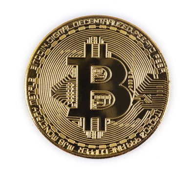 gold bitcoin isolated on white background