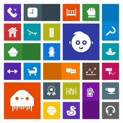 Modern, simple, colorful vector icon set with talk, call, phone, sea, food, vessel, blow, award, coffee, ship, water, baby, headphone, music, boat, first, hairdryer, childhood, hair, sweet, kid icons