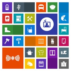 Modern, simple, colorful vector icon set with table, business, bow, work, desk, clothes, child, tie, old, road, cabinet, boot, kid, chart, chef, clothing, communication, banner, elegance, office icons