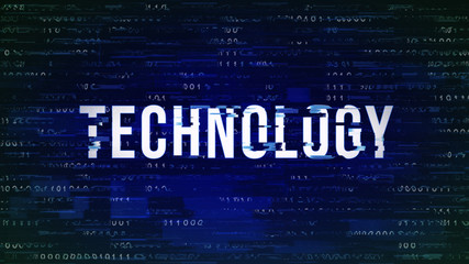 Technology - Glitch Buzzword with Binary in the Background