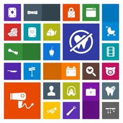 Modern, simple, colorful vector icon set with user, cable, poker, technology, gift, luggage, pig, film, dental, video, power, charger, hotel, animal, profile, movie, bellboy, game, baggage, full icons