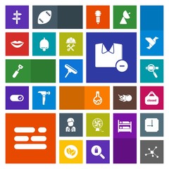 Modern, simple, colorful vector icon set with fan, beauty, cooking, alarm, teeth, medicine, business, girl, shirt, template, banner, spoon, clothes, chemistry, paint, way, atom, female, store icons