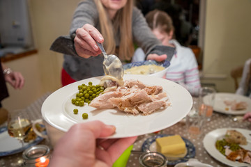 Serving Dinner at Thanksgiving