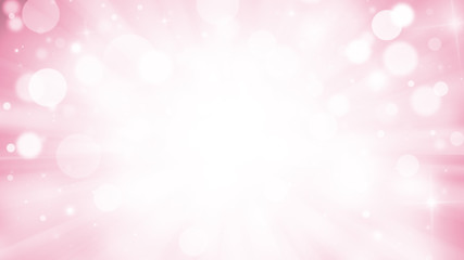 Pink glitter sparkles rays lights bokeh Festive Elegant abstract background.