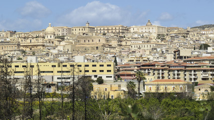 Fototapeta na wymiar View of the baroque town of Modica in the province of Ragusa in Sicily