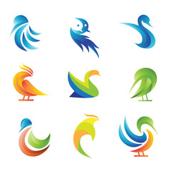 Fototapeta premium set of logo Flying Bird Abstract Logo 