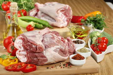 Fresh raw meat on cutting board
