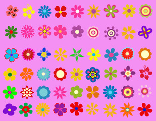 colorful spring flowers vector illustration 