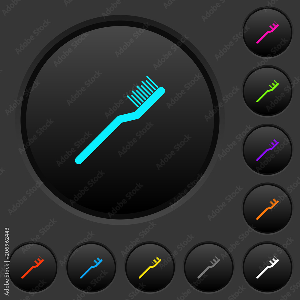 Poster toothbrush dark push buttons with color icons