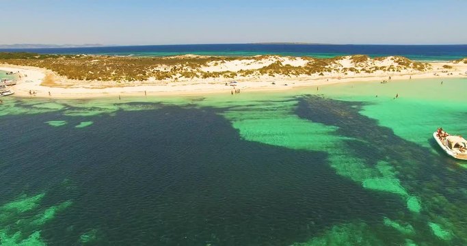 Aerial view of amazing, unspoiled and idyllic beach on a little island