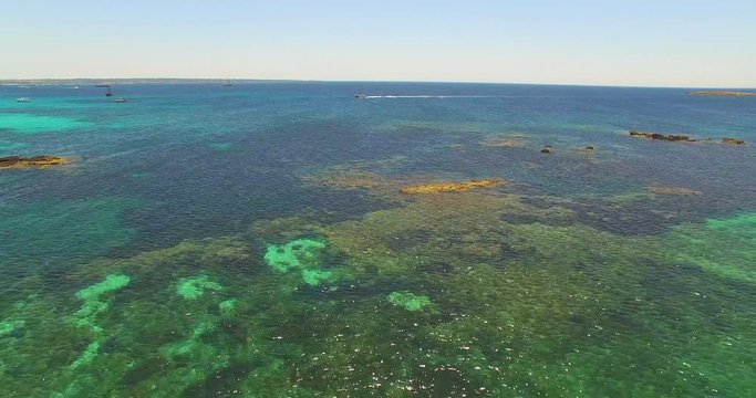 Aerial view of amazing, unspoiled and idyllic beach on a little island