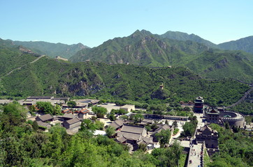 Fototapeta na wymiar The Great Wall of China and mountains