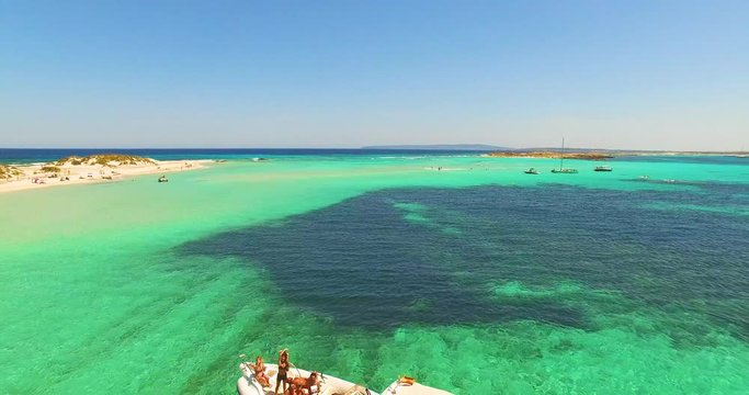 Aerial view of amazing, unspoiled and idyllic beach on a little island